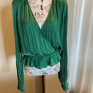 Ramy Brook Vibrant Green Wrap Blouse (SOLD)